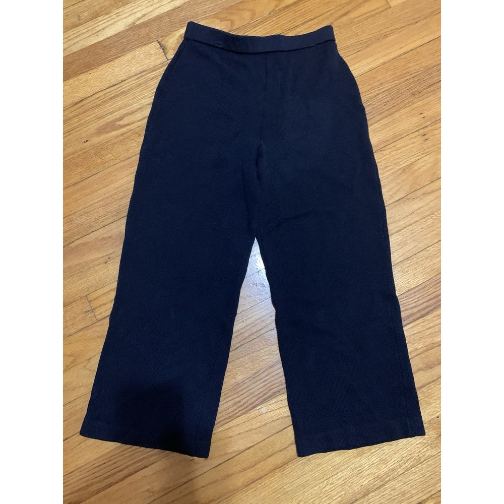 St. John Basics Santana Knit Wide Leg Cropped Pull On Elastic Waist Size 6